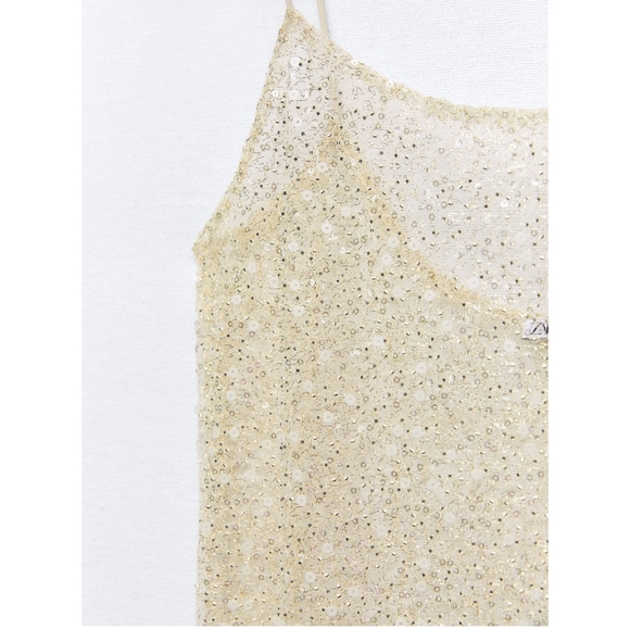 NWOT ZARA BEADED SEQUIN DRESS- SIZE MEDIUM - Picture 3 of 7